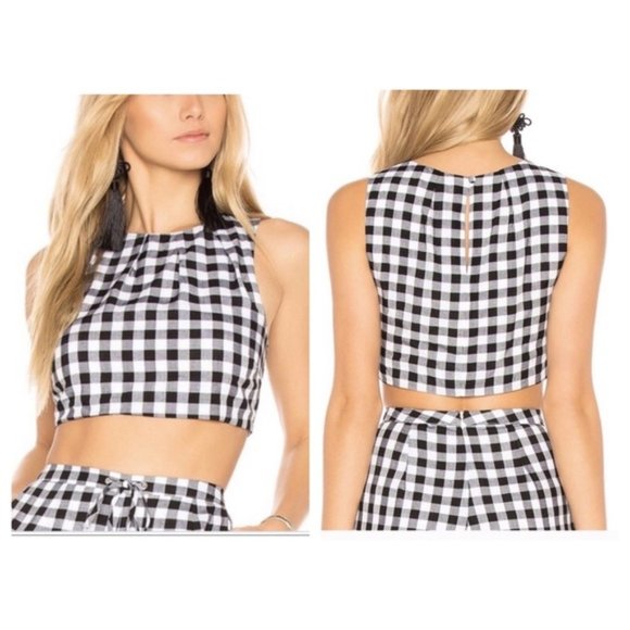 Majorelle | Black and White Gingham Checkered Cropped Top - Picture 15 of 15